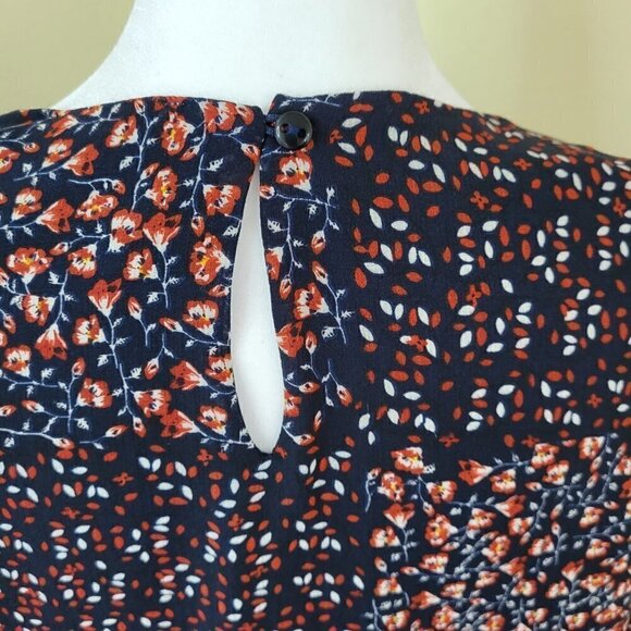 Skies Are Blue Long Sleeve Blouse Navy Floral V-Neck Top Womens Size XS - Picture 8 of 14